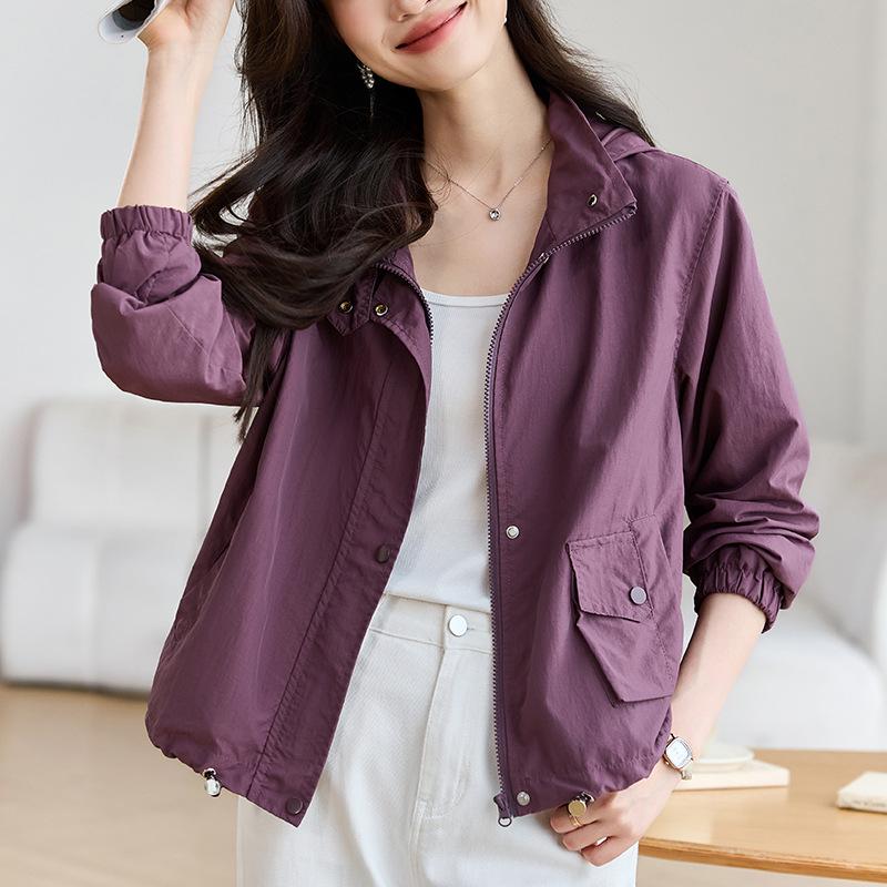 

Women s Hooded Baseball Jacket: Lightweight, Loose-Fit, Korean Style for Spring & Autumn L фіолетовий