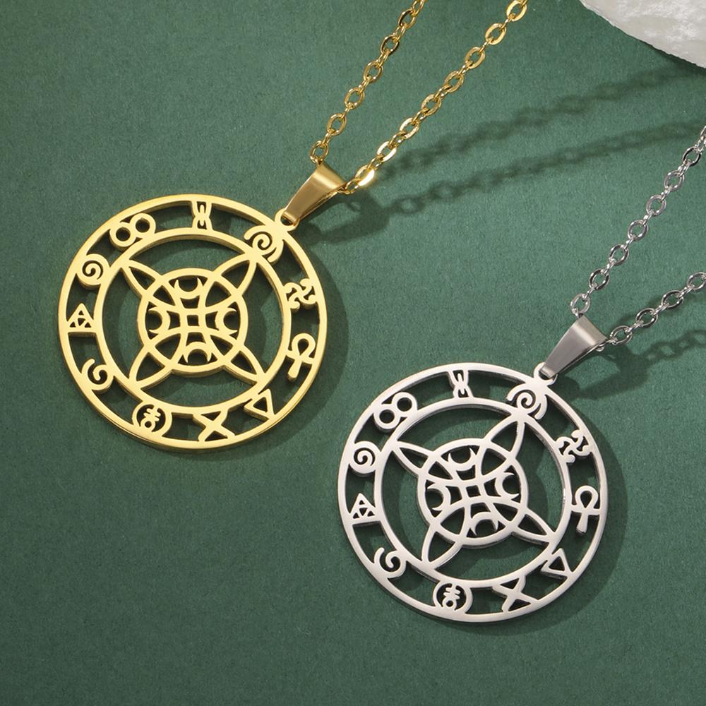 Dawapara Witch Knot Necklace Celtics Good Luck Irish Jewelry Stainless Steel Wiccan Vintage Wealth Amulet Women Necklace