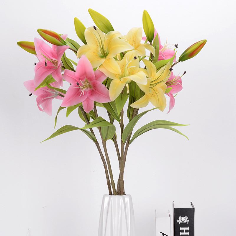 Single Long Realistic Branch Lily Flower For Wedding And Home Decoration