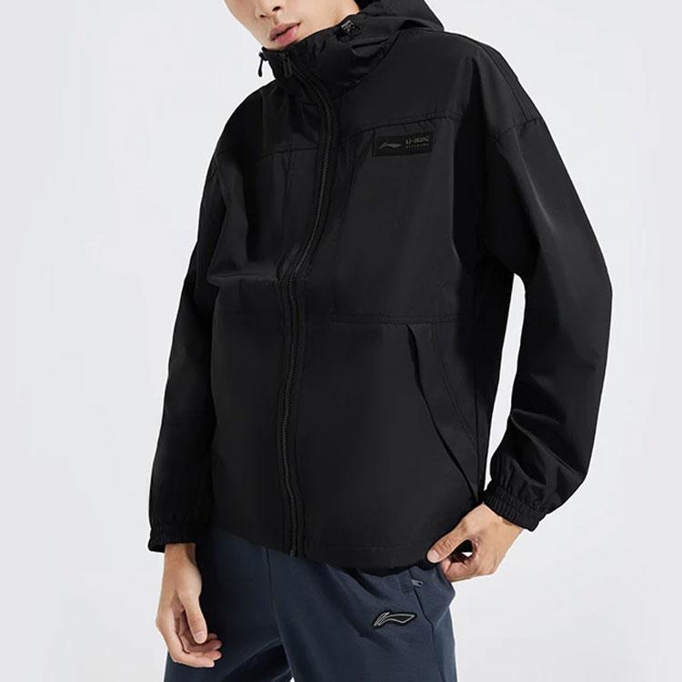 Li-Ning Fitness Series Solid Color Woven Warm Long Sleeve Jacket Men Jackets Black AFDT535-1
