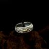 Anello Vajra Regolabile in Argento Sterling S925 con Stile Nazionale Retrò e Disegno di Nuvole Auspiciose per Uomo e Donna