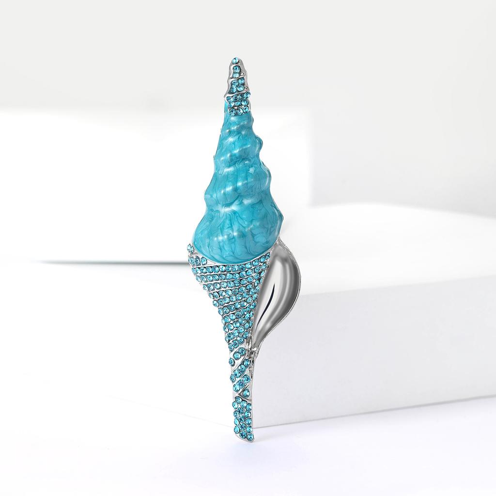 Fashion Rhinestone Conch Brooches for Women Unisex Enamel Ocean Series Pins Friend Event Party New Gifts Jewelry Decoration