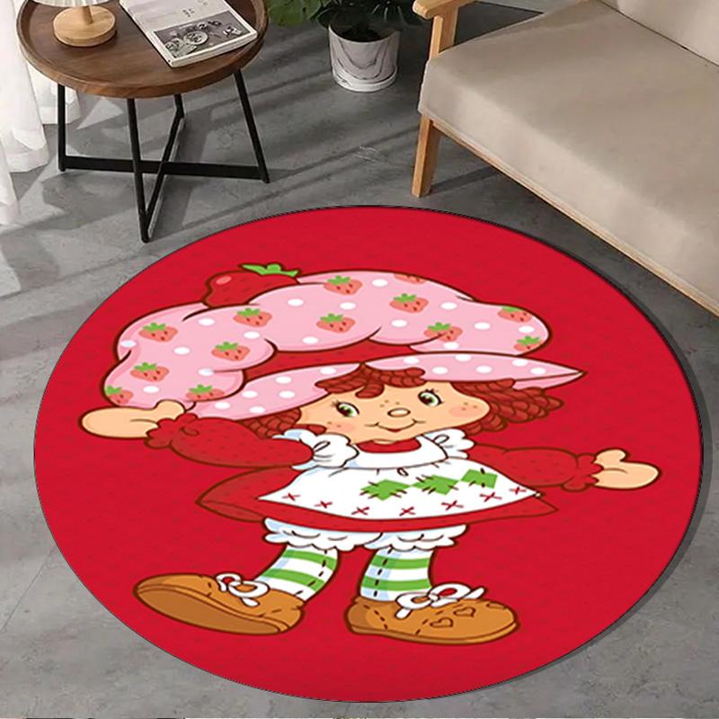 Straw-berry Friends Round Rug for Livingroom,Bedroom, Palyroom, Chair Rug, Area Rug, Circle Carpet, Large Size Fan Christmas Gift