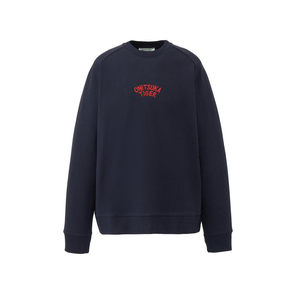 ONITSUKA TIGER Sweat Top Round Neck Pullover Long Sleeve Printed Sweatshirt Unisex Tops Navy-Blue Red 2183B562_400