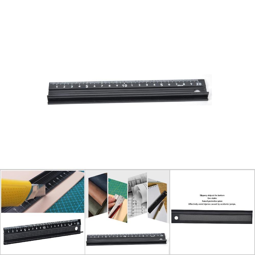 

30cm Safety Ruler with Guard Aluminum Alloy Drafting Ruler for Crafts and Office Use 20cm
