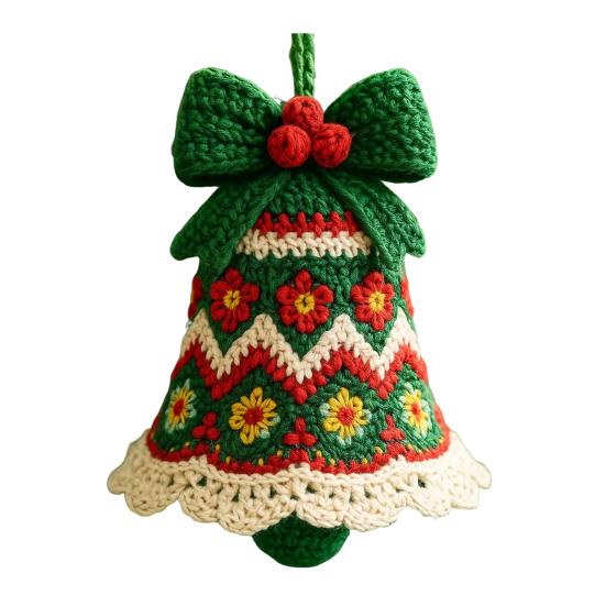 DIY Knitted Santa Claus Bell Ornament Handmade Christmas Tree Decoration Holiday Crochet Accessories for Craft Lovers