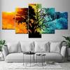 5 Panels abstrakte Landschaft Baum Paar Sonne Mond Leinwand Malerei Poster und Drucke Wand Kunst Bilder Home Decor kein Rahmen