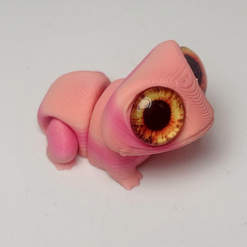 3D Printed Big-Eyed Gecko Frog Ornament – Cute Jointed Mini Frog Toy Gift