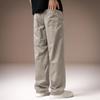 High-end American retro men's casual pants spring new solid color simple loose straight wide-leg trousers men