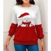 Casual Christmas Party Shirt with Snowman and Penguins Print, Long Sleeve Thin O-Neck