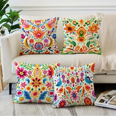 Bohemian Bright Vintage Print Home Decor Pillowcase Bedroom Living Room Sofa Decoration Polyester Cushion Cover with Zipper