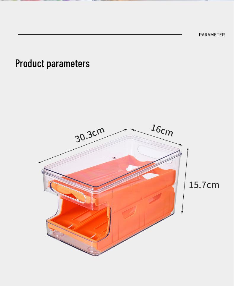 Stackable Double-Layer Slide-Out Egg Storage Box - Transparent, Shockproof, Quick-Freeze Refrigerator Organizer