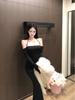 2025 Winter Off-Shoulder Two-Tone Dress: Slimming, Sexy, Elegant & Backless with Inner Camisole for Women