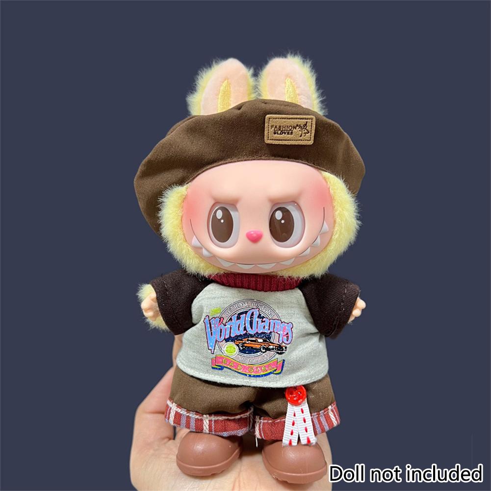 For 17cm Labubu Doll Clothes Fashion Clothes Hoodies Dresses Doll Clothes Color Match Shirts Dolls Accessories Cute Decoration Little Clothes