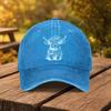 Highland Cow Print Baseball Cap Washed Denim Adjustable Outdoor Casual Fashion Hat