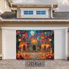 2D Día De Los Muertos Street Scene Wall Tapestry, Colorful Mexican Holiday Backdrop for Living Room