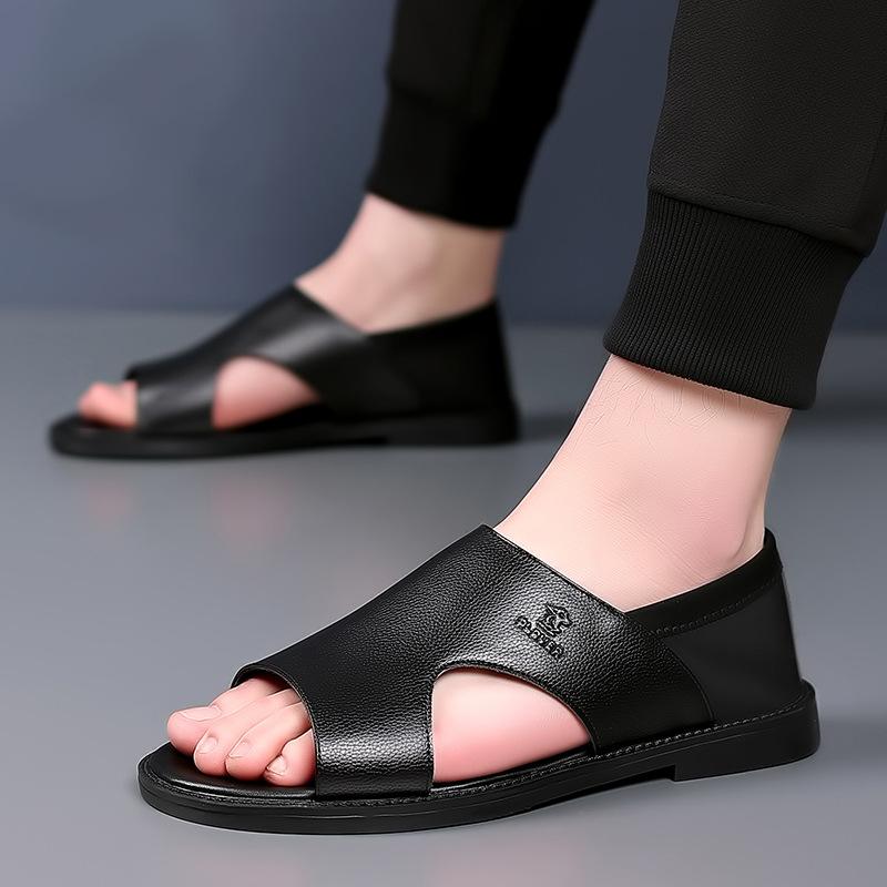 Sommer Neue Schuhe für Männer Fashion Echtes Leder Sandalen Große Größe Kuh Leder Casual Loafers Jugend Outdoor Coole Strand Schuhe