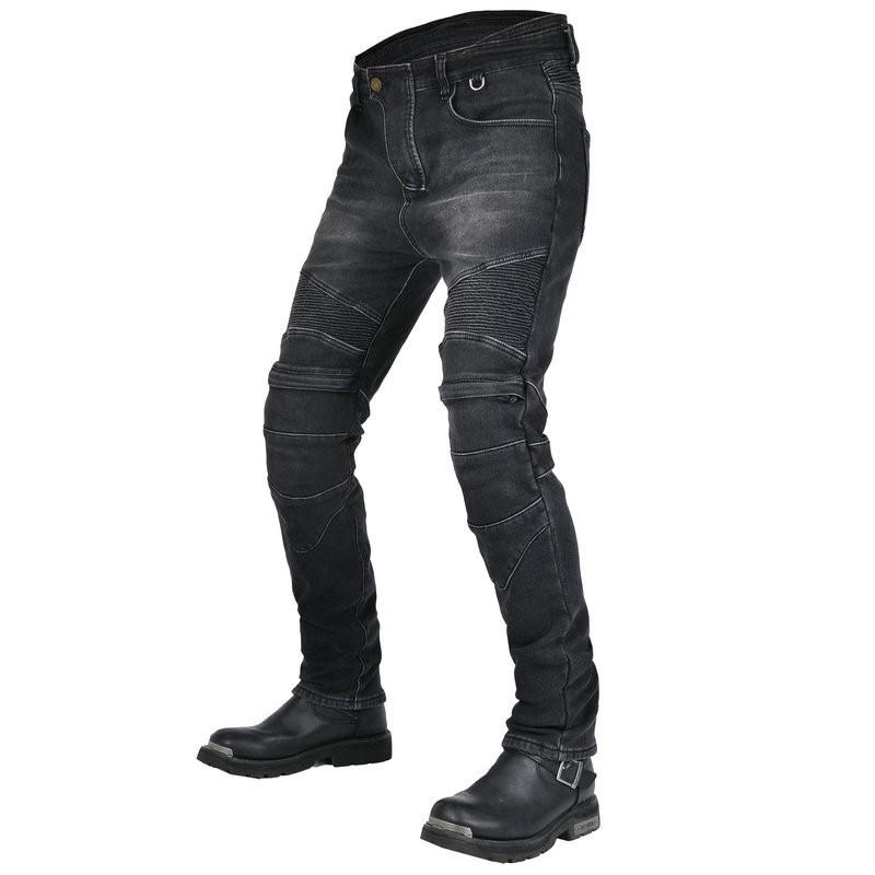 Mens Winter Motorcycle Riding Jeans With Thermal Lining Windproof Crash Protection Biker Pants Street Track Use