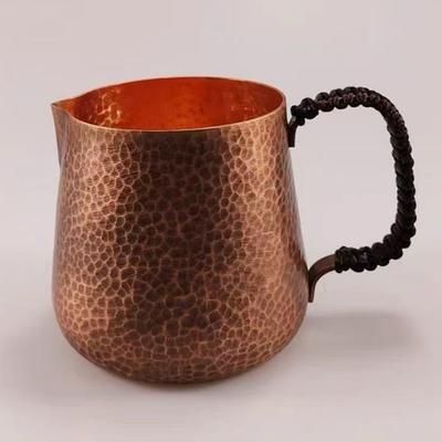 Vintage Reines Kupfer Kaffeetasse,Becher Moscow Mule Verdickt Große Größe Hammerstruktur Geflochtener Griff 700ml Bierkrug,Teetasse Geschirr