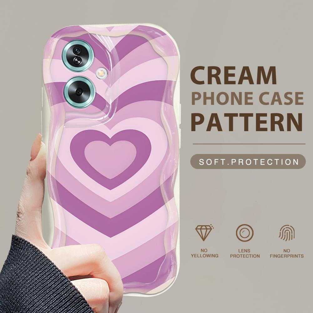 Cute Cartoon Pattern Cream Texture Casing Wavy Edge Soft Silicone Cover Phone Case for OPPO Reno Realme