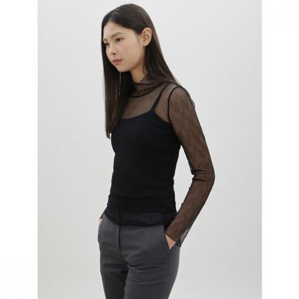 Cc CollecT. Sheer DoT Layered TurTleneck T shirT C261psm023 BK/55