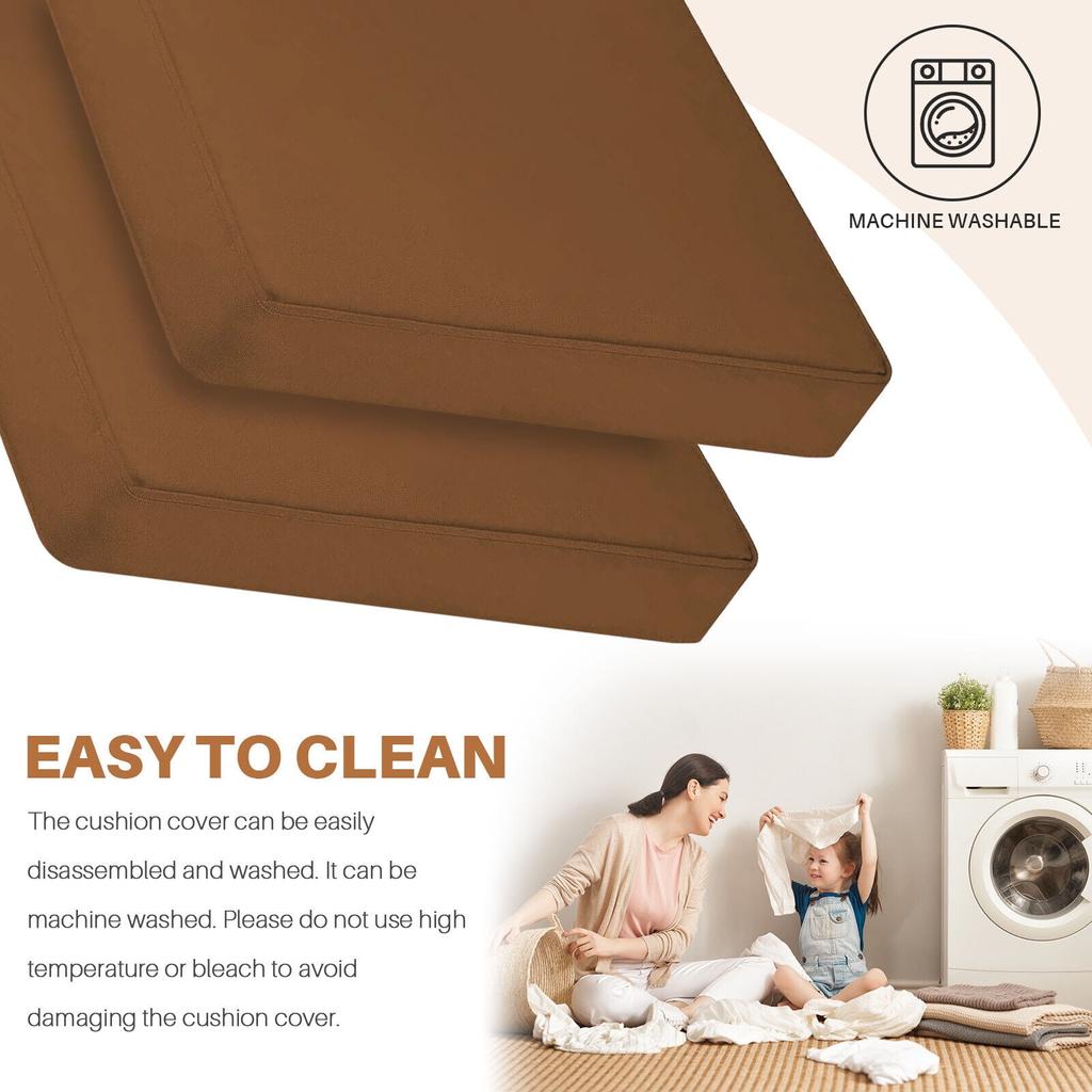 Waterproof Outdoor Seat Cushions Set of 2, Thick Patio Furniture Cushions with Ties, Non Slip Chair Pads for Garden, Porch