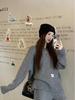Women's Winter Black Knit Sweater and High-Waist Wide-Leg Shorts Two-Piece Set