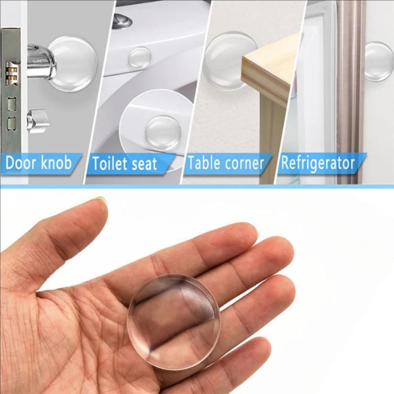 Door Knob Wall Shield Clear Soft Rubber Door Stopper Door Handle Bumper Mute Stickers Wall Protector Muffler Pad Protective Plug