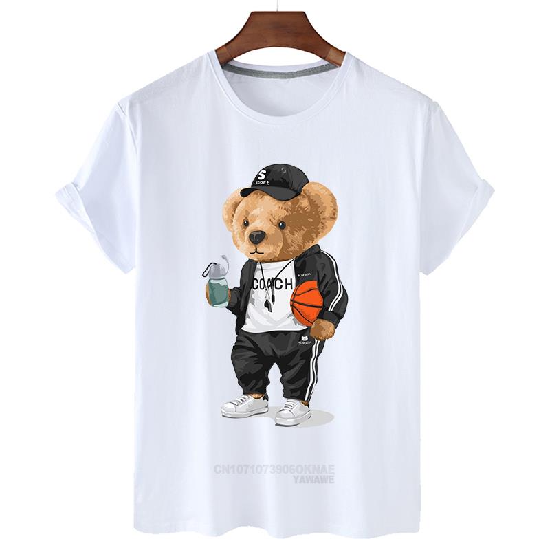 New Arrival Teddy Bear Harajuku Tshirt for Unisex Summer Short SleeveTshirt Unisex Summer Clothes Comfortable Daily Unisex T Shirt