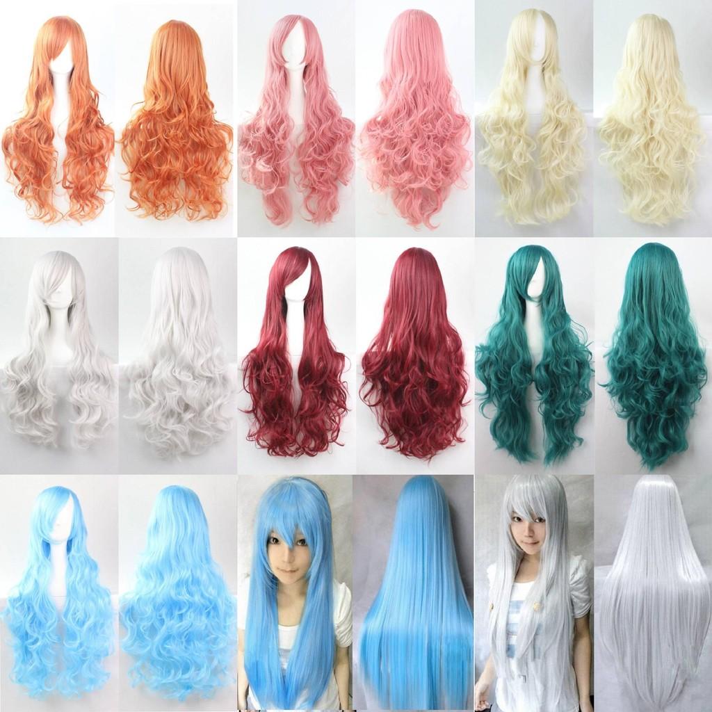 80cm Lange Wellenperücke in Lebhaften Farben Hochtemperaturfaser Ideal für Cosplay-Veranstaltungen