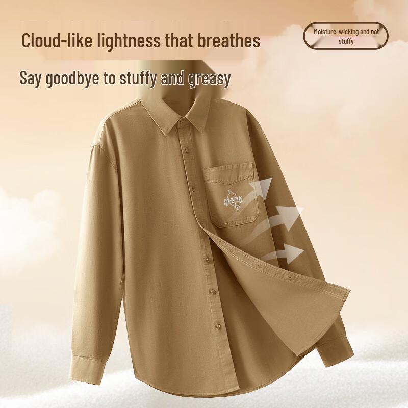 Mark Fairwhale Men's Casual Pure Cotton Long Sleeve Lapel Shirt Jacket