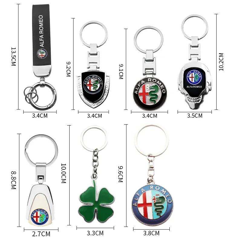 2026 Hot Sticker 1pcs 3D Metal Leather Car Styling Emblem Keychain Key Chain Rings For Alfa Romeo Accessorie Giulietta GT 159 14