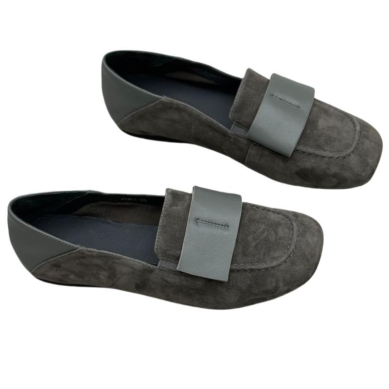 Single-shoe Spring and Autumn Matte Women's Shoes Flat Genuine Leather Loafers and Bean Shoes