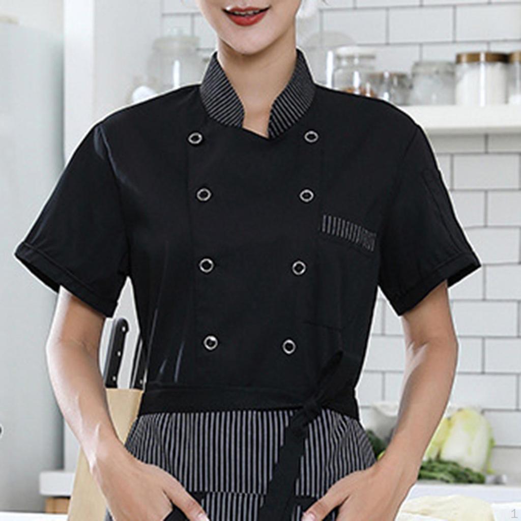 Chef Jacket Short Sleeve Food Kitchen Lightweight Cooker Coat