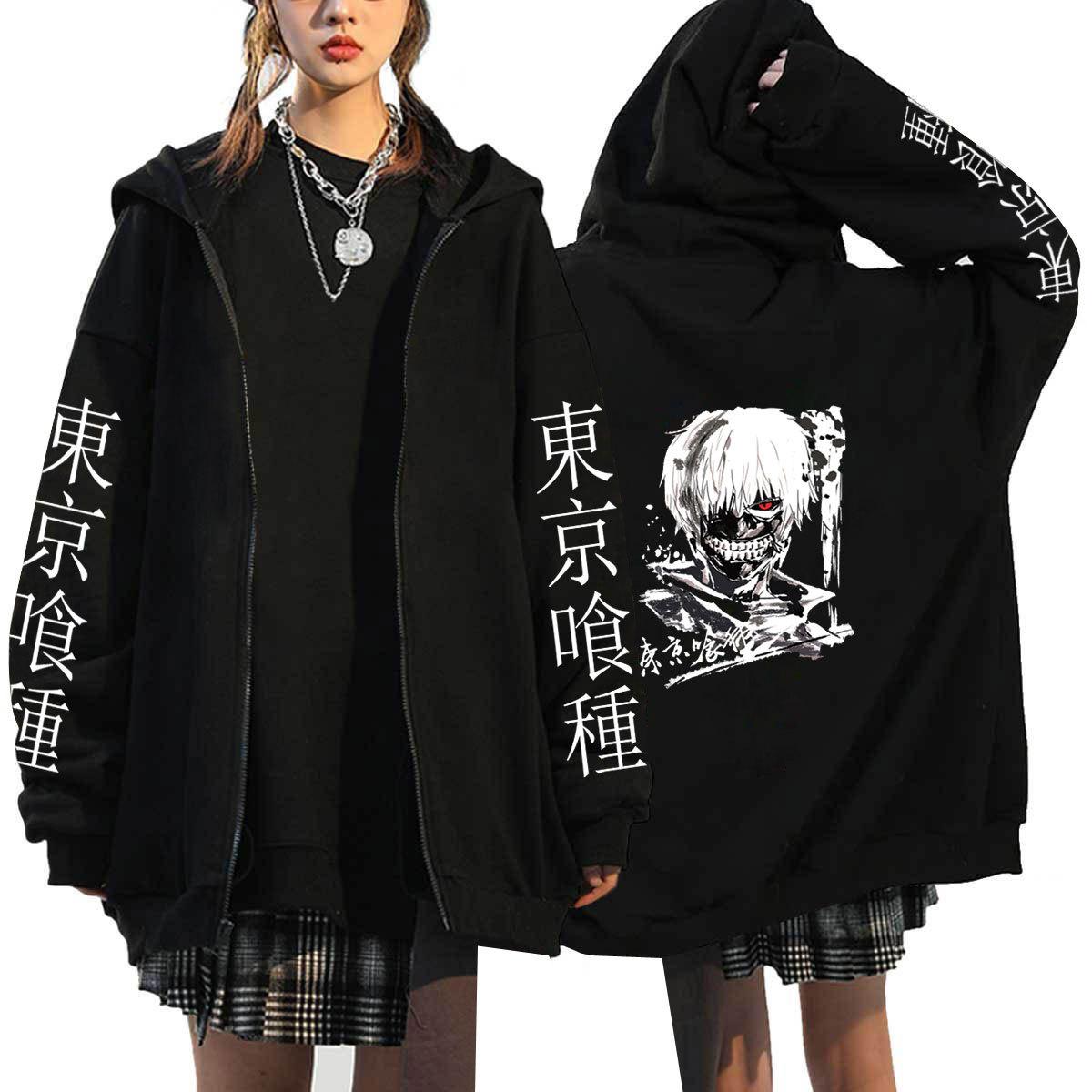 

Японское аниме Kaneki Ken Tokyo Ghoul Zipper Hoodies Men Kawaii Manga Graphic Cartoon Jackets Streetwear Sweatshirts Unisex Hooded Coats Tops L