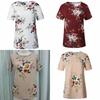 Elegant Summer Women Blouse Floral Print Short Sleeve Loose Casual T-shirt Tops