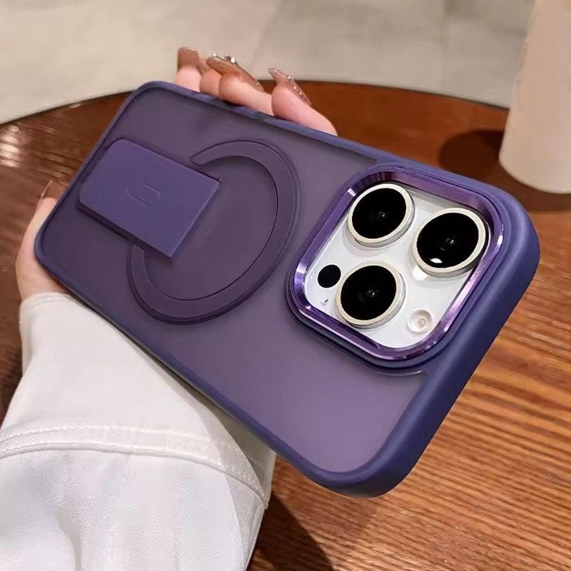 

Роскошный чехол-подставка Magsafe Kickstand для iPhone 11 12 13 14 15 16 Pro Max Plus, магнитный матовый противоударный бампер iPhone 16 Pro Max