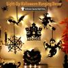 LED Light Up Halloween Hanging Ghost Spider Web Bat Ornaments Halloween Party Horror Props Indoor Outdoor Home Decoration Gifts