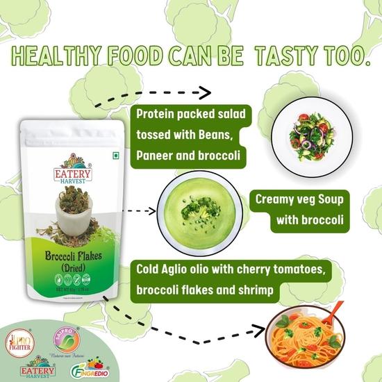 EATERY HARVEST by Saipro Dried Broccoli Flakes 50 Gm| Superfood Premium Dehydrated Quality| Cooking For Korean Clear Cheese Broccoli Soup