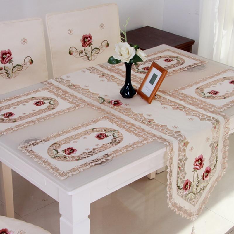 Table Runner Embroidery Lace Fabric Flower Translucent Tablecloth Decor Top Sale