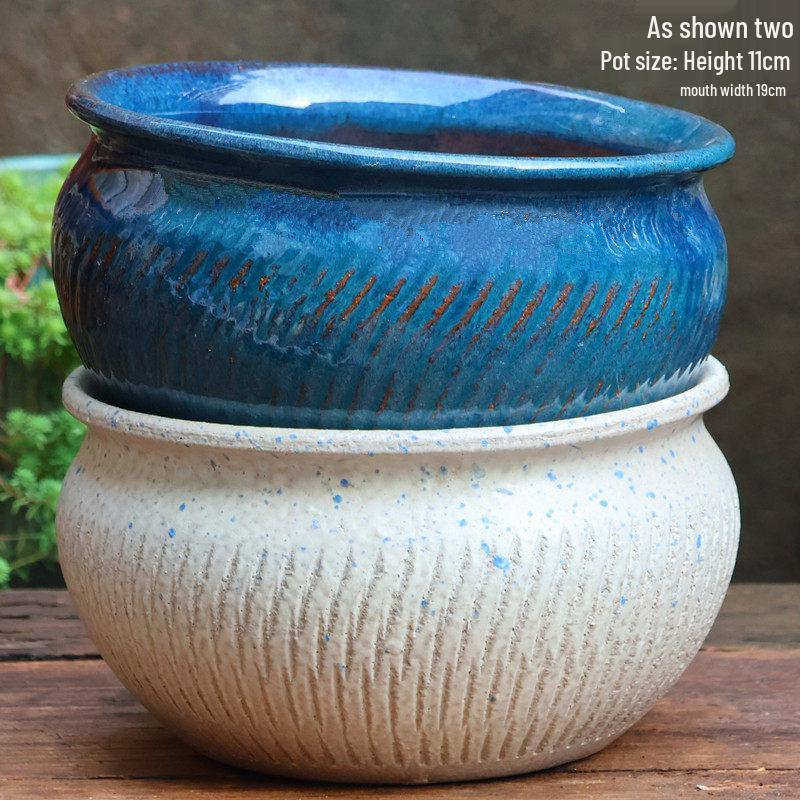 Stor Handgjord Keramik Kruka för Suckulenter och Grönska, Andningsbar Lerkruka i Lila Lera