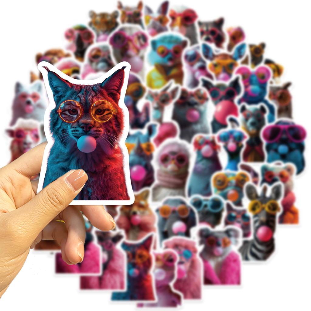 50 Cartoon Blowing Bubble Animal Graffiti Stickers Decorate Guitar Notebook Suitcase DIY Waterproof Stickers