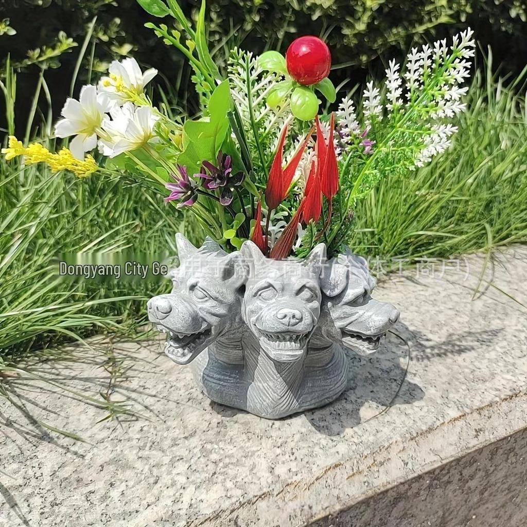 Bedårande sittande stor mage blomkruka skulptur för trädgård eller gräsmatta