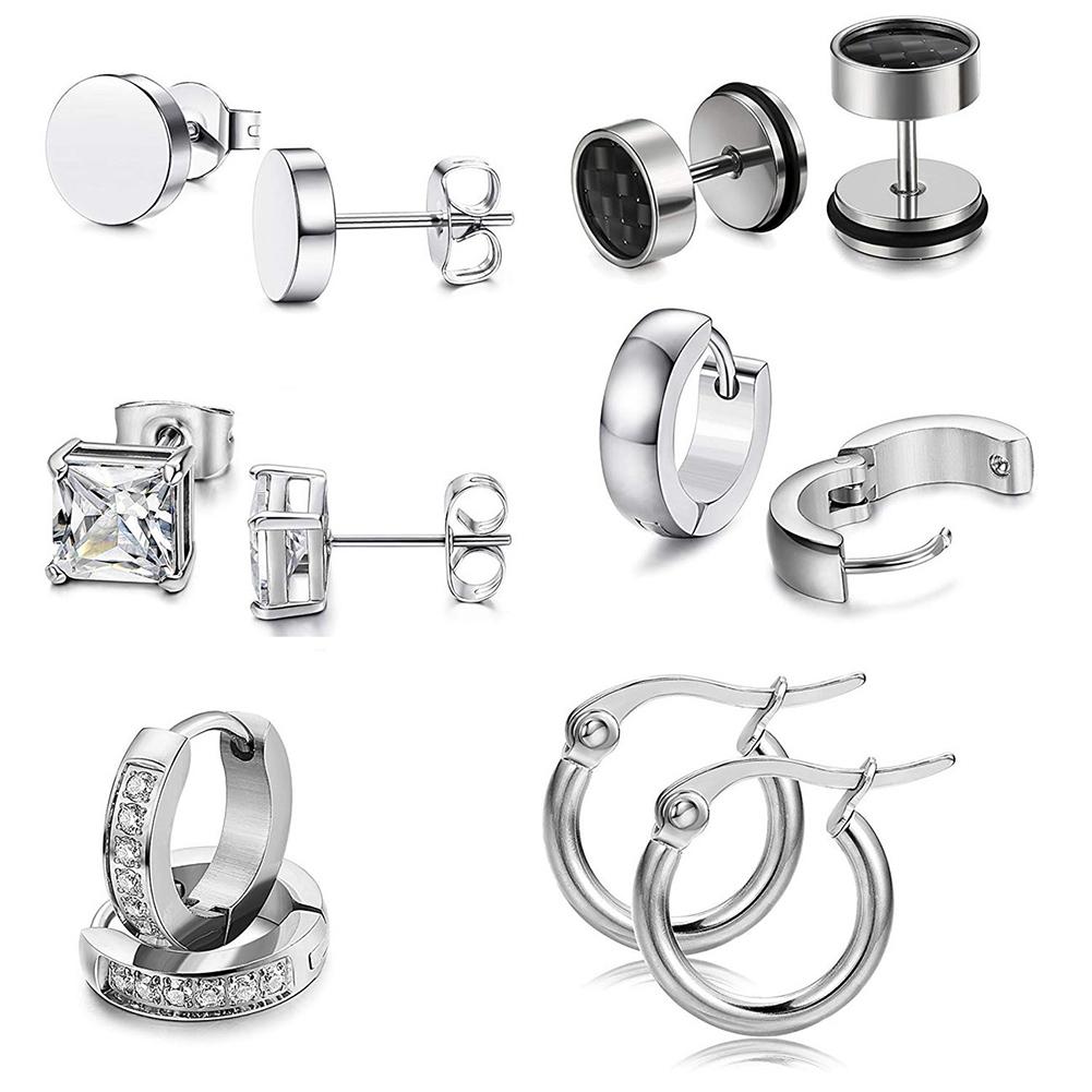 

Серьги из нержавеющей стали, инкрустированные горным хрусталем 6 пар