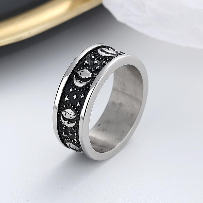

Серебряное кольцо S925, доминирующая звезда, солнце, луна, мужское ретро-кольцо, модное мужское и женское ювелирное кольцо, мужское кольцо
