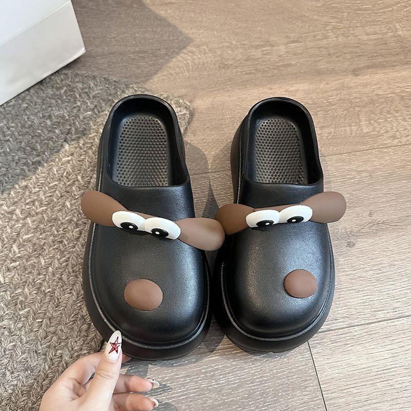 2025 spring and summer cute puppy thick bottom height stepping on shit feeling bag head half slippers women's fashion comfortable versatile cool slipp