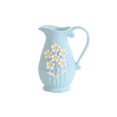 Modern Decorative Ceramic Vase with Handle | for Home Decoration (Sky Blue)
