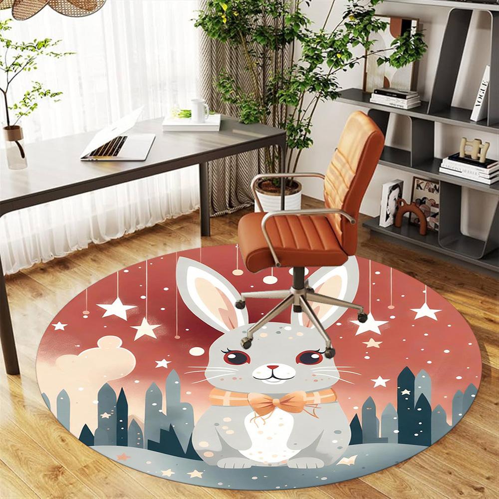 1pc Rabbit Stars Round Chair Mat Office Area Rug - Non-Slip, Floor Mat for Office, Bedroom, Ideal Home Decor Gift C0112131