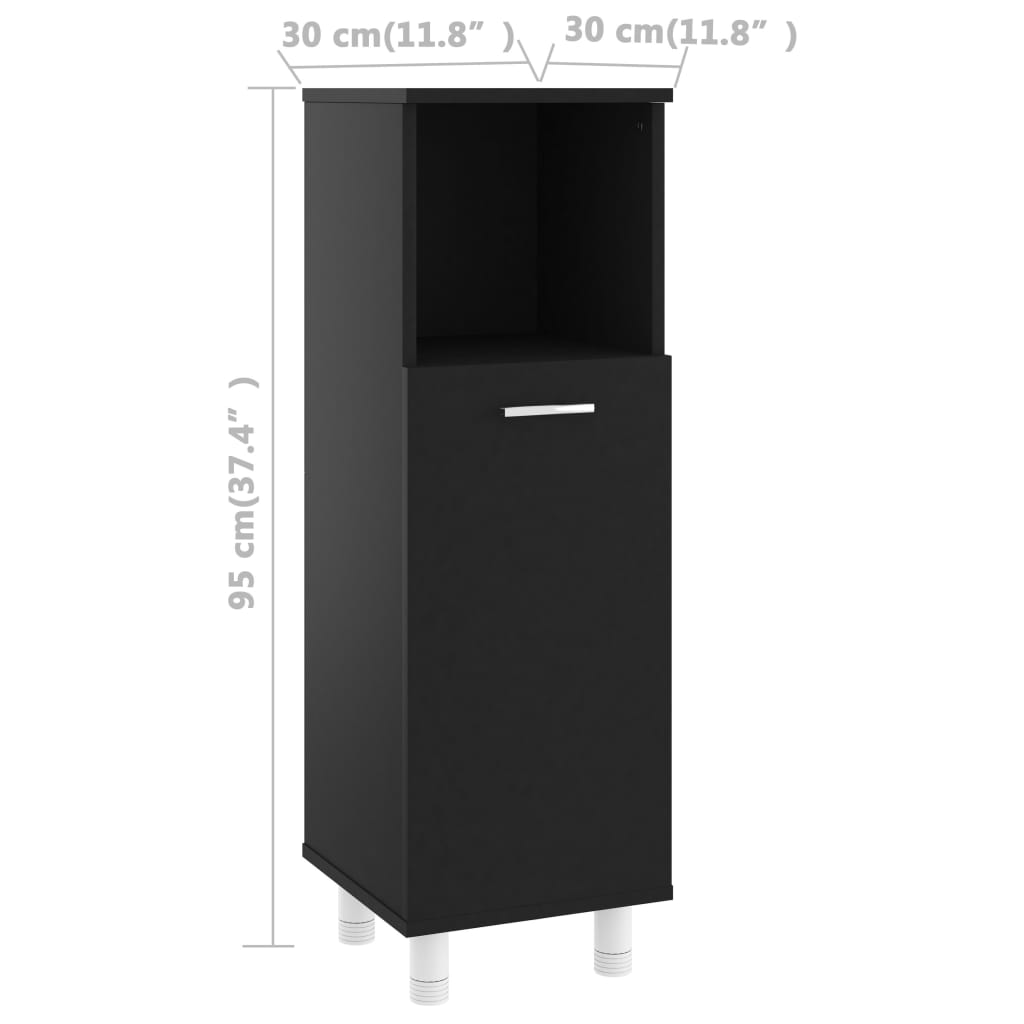 Bathroom Cabinet Black 30 x 30 x 95 cm Particleboard