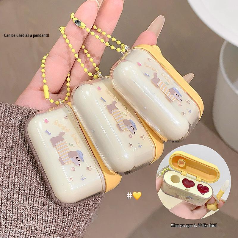 Gege Bear Double-Color Velvet Mist Lip Cream - Natural Bright Matte Finish for Autumn/Winter Moisturizing.